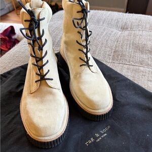 Rag & Bone Sloane Cream Lace-Up Boots